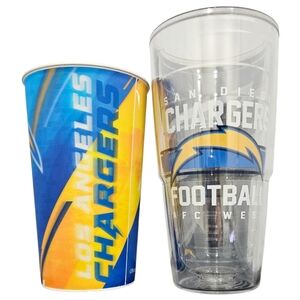 2 San Diego Los Angeles CHARGERS tervis retro tumbler & lenticular cup GUC NFL